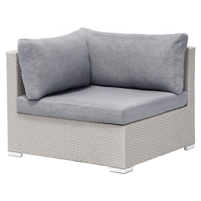 Narożnik ogrodowy ze stolikiem dla 4 osób SANO II Lewostronny Modułowy Technorattan Jasnoszary