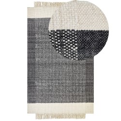 Dywan wełniany 140 x 200 cm czarny ze złamaną bielą ATLANTI