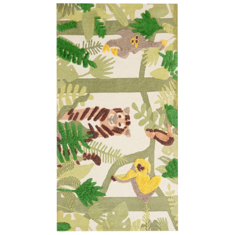 Dywan dziecięcy bawełniany motyw dżungli 80 x 150 cm wielokolorowy JANHTO