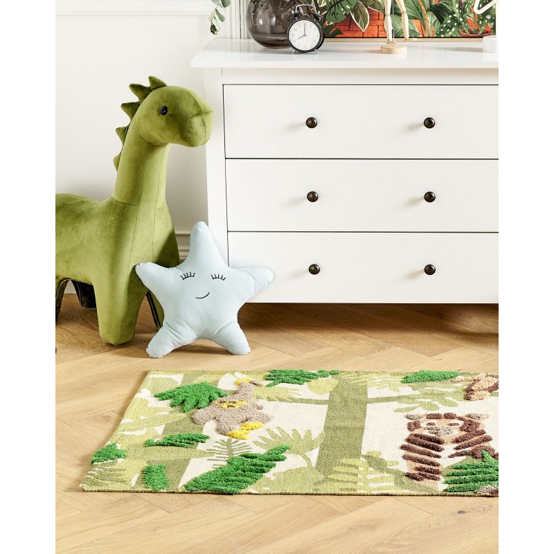Dywan dziecięcy bawełniany motyw dżungli 80 x 150 cm wielokolorowy JANHTO