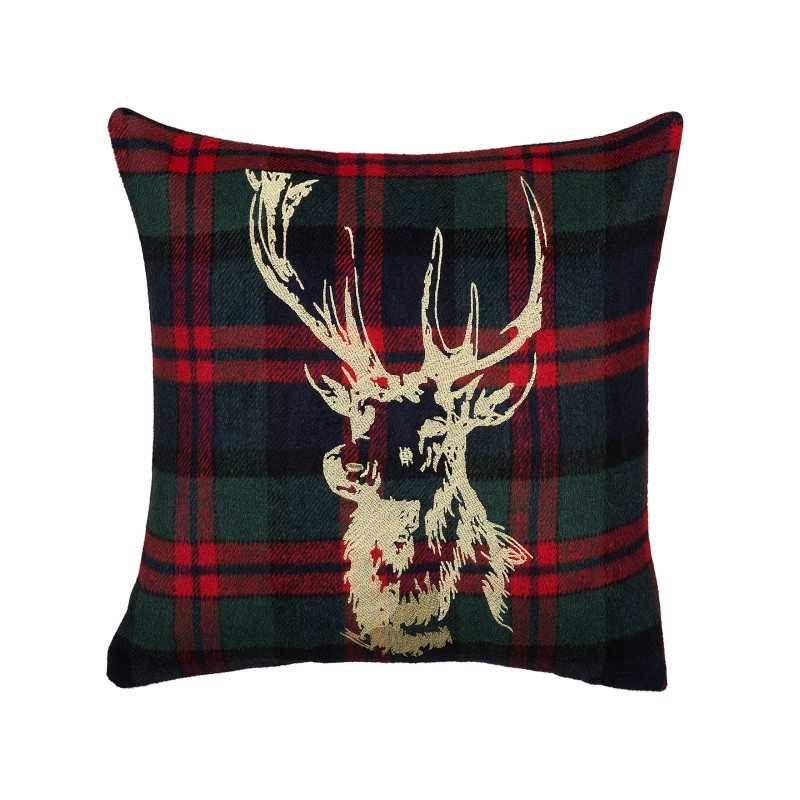 Zestaw 2 poduszek dekoracyjnych RUDOLPH 45 x 45 cm Czerwony Zielony Złoty Niebieski Czarny Wzór świąteczny