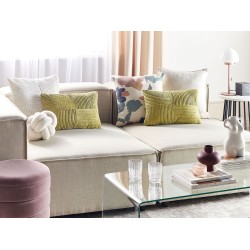 Zestaw 2 poduszek dekoracyjnych MILLET Sztruks 30 x 50 cm Oliwkowy Wzór geometryczny