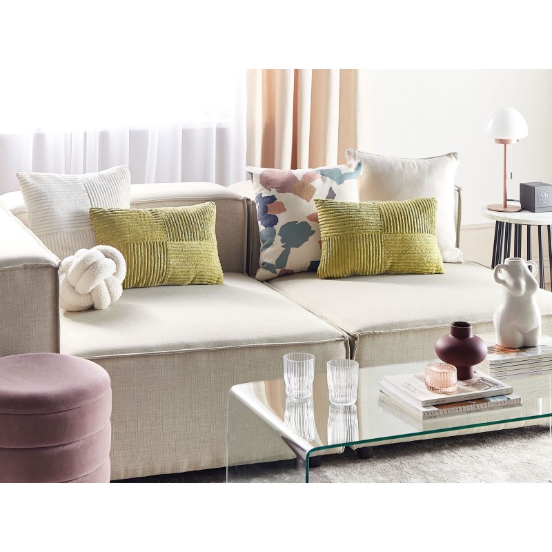 Zestaw 2 poduszek dekoracyjnych MILLET Sztruks 30 x 50 cm Oliwkowy Wzór geometryczny