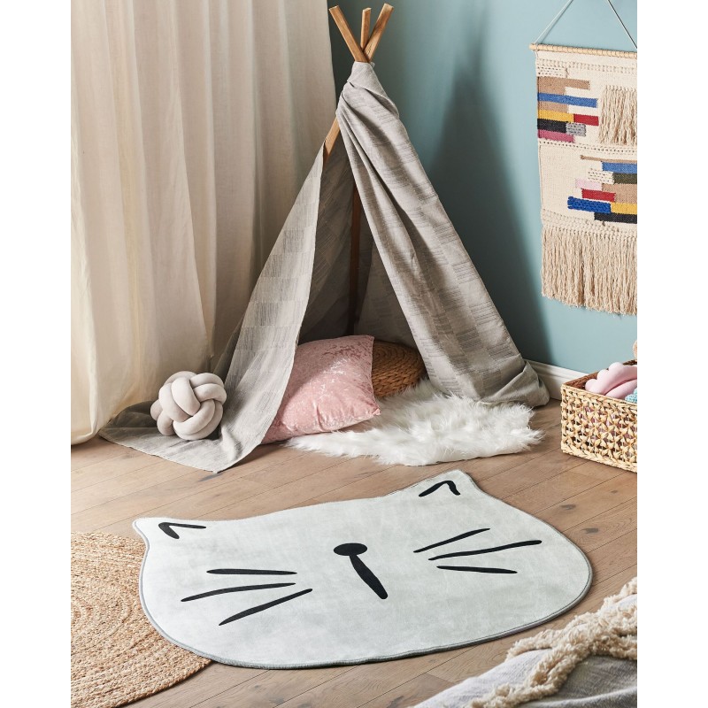 Dywan dziecięcy kot ⌀ 100 cm szary KITTY