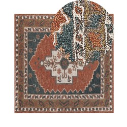 Dywan wełniany 200 x 200 cm wielokolorowy GELINKAYA