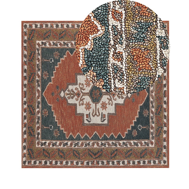 Dywan wełniany 200 x 200 cm wielokolorowy GELINKAYA