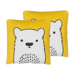 2 bawełniane poduszki dla dzieci miś 45 x 45 cm żółte WARANASI