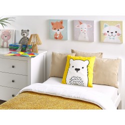 2 bawełniane poduszki dla dzieci miś 45 x 45 cm żółte WARANASI