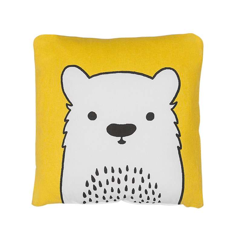 2 bawełniane poduszki dla dzieci miś 45 x 45 cm żółte WARANASI