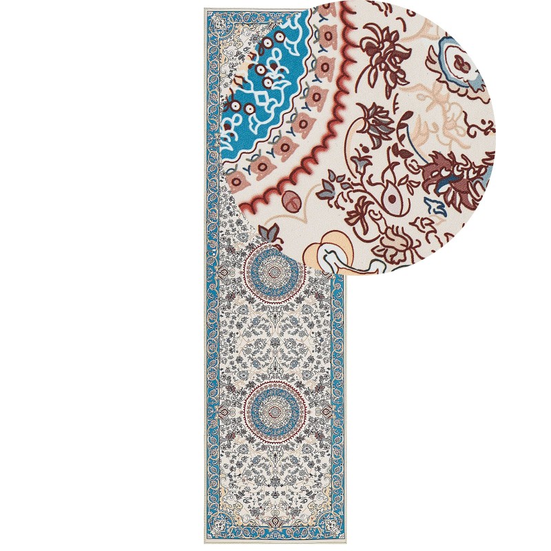 Dywan 80 x 300 cm beżowo-niebieski GORDES