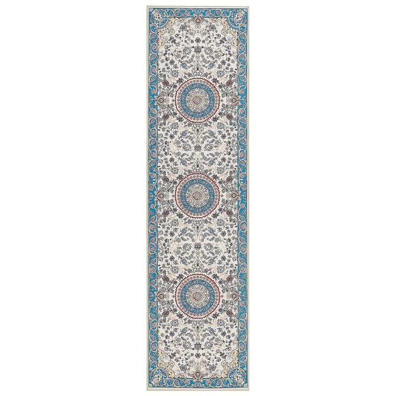 Dywan 80 x 300 cm beżowo-niebieski GORDES
