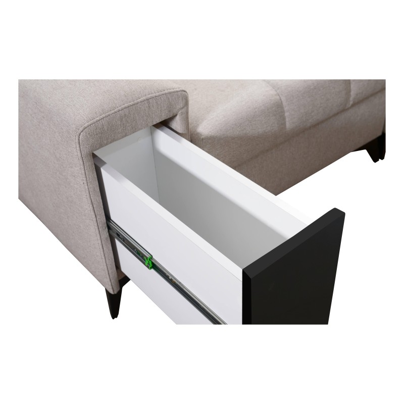 Sofá esquinero Venna I mini con función de cama y puerto USB en tela Plusz, Avra 14.