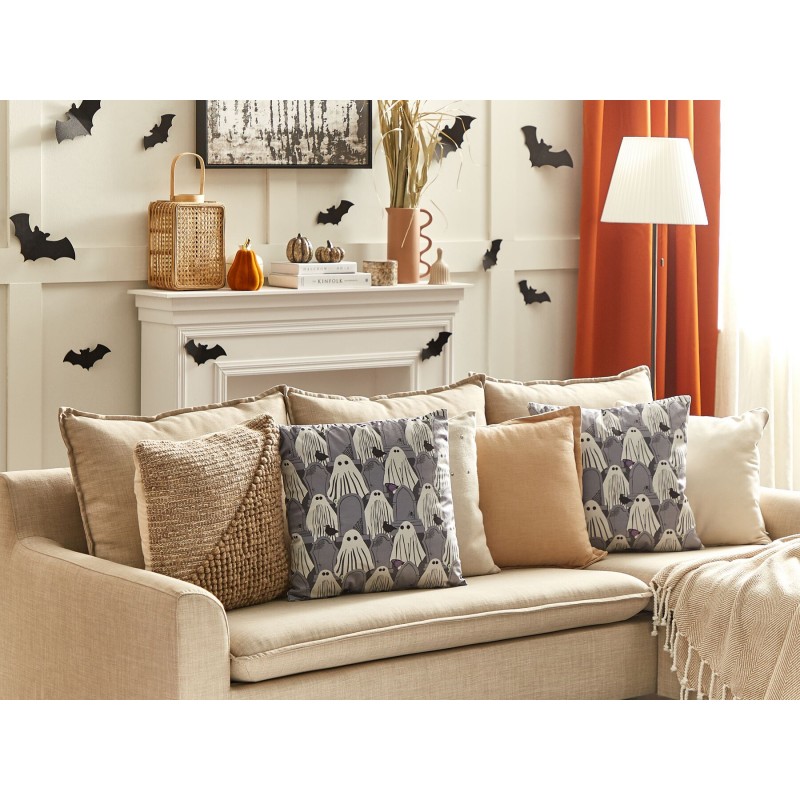 Poduszka dekoracyjna FANATE Welur 45 x 45 cm Szary Wzór abstrakcyjny