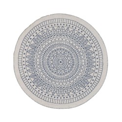 Dywan zewnętrzny dwustronny okrągły ⌀ 140 cm beżowo-niebieski YALAK