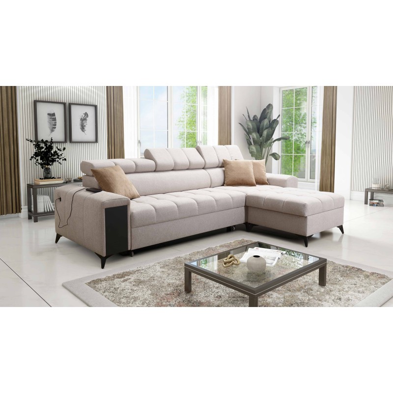 Ecksofa Venna I mini mit Schlaffunktion und USB-Anschluss im Stoff Plusz, Avra 14