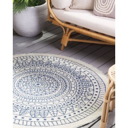 Dywan zewnętrzny dwustronny okrągły ⌀ 140 cm beżowo-niebieski YALAK