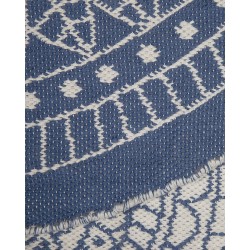 Dywan zewnętrzny dwustronny okrągły ⌀ 140 cm beżowo-niebieski YALAK