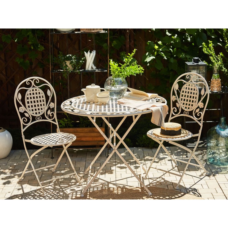 Stolik bistro BIVIO 90 cm 90 cm Metal Złamana biel