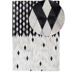 Dywan patchwork skórzany 160 x 230 cm czarno-biały MALDAN