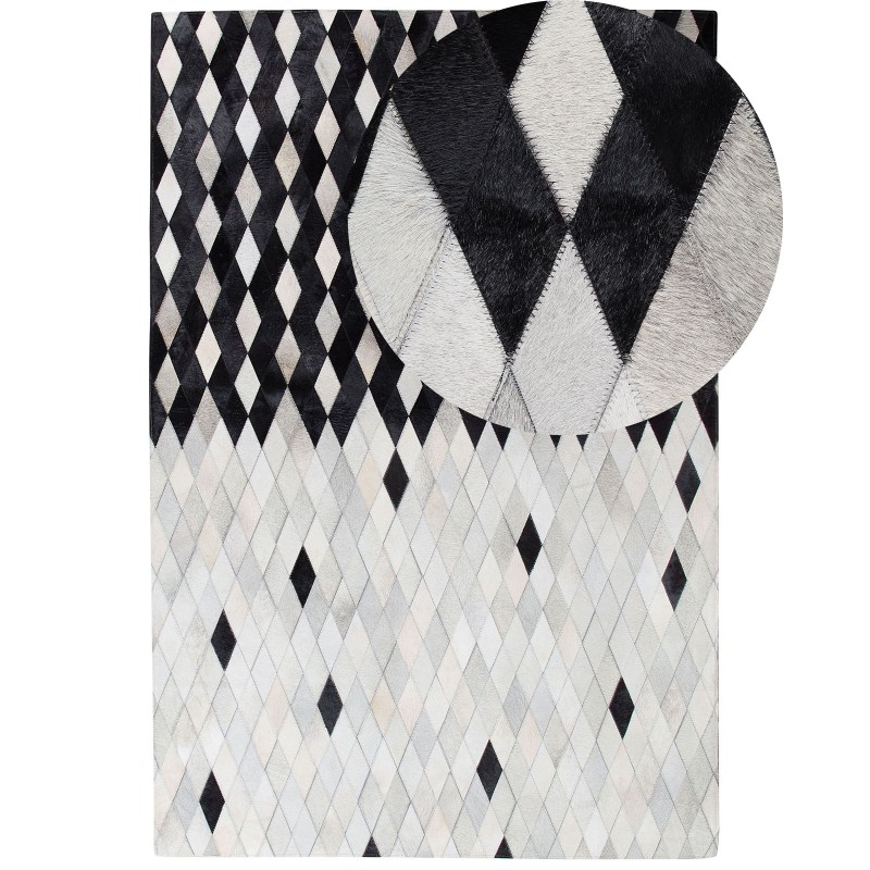 Dywan patchwork skórzany 160 x 230 cm czarno-biały MALDAN