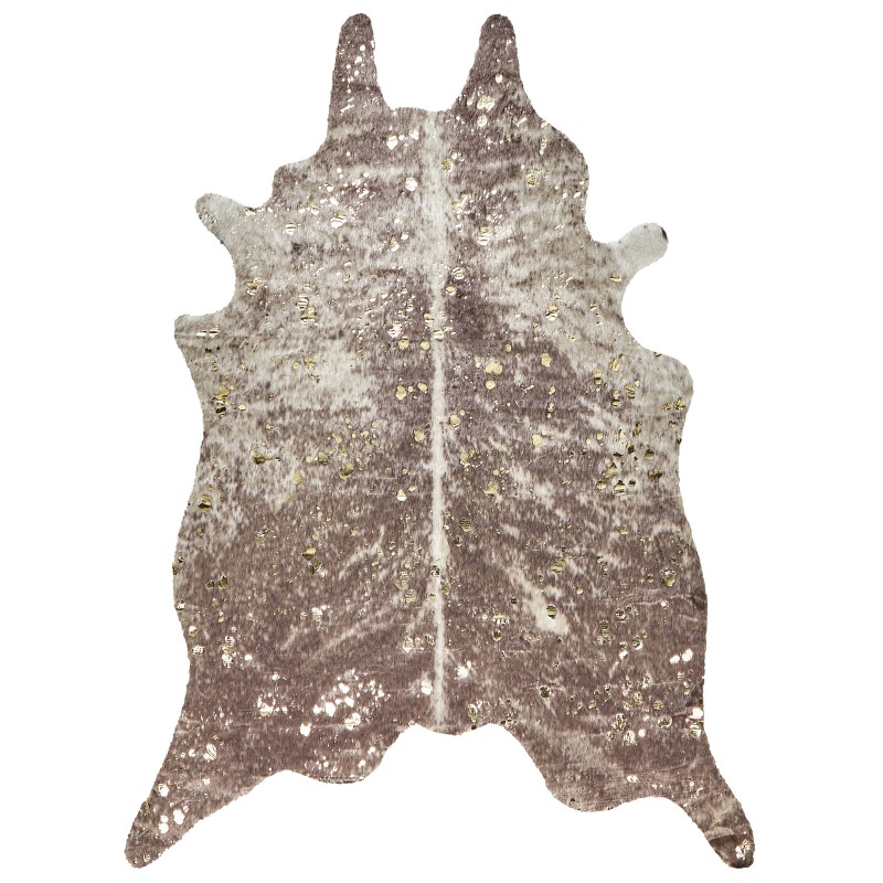 Dywan ekoskóra w łaty 150 x 200 cm beżowoszary ze złotym BOGONG