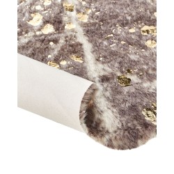 Dywan ekoskóra w łaty 150 x 200 cm beżowoszary ze złotym BOGONG