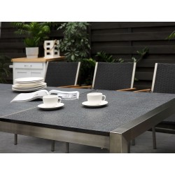 Stół ogrodowy GROSSETO 220 cm 100 cm Płomieniowany Granit Grafitowy