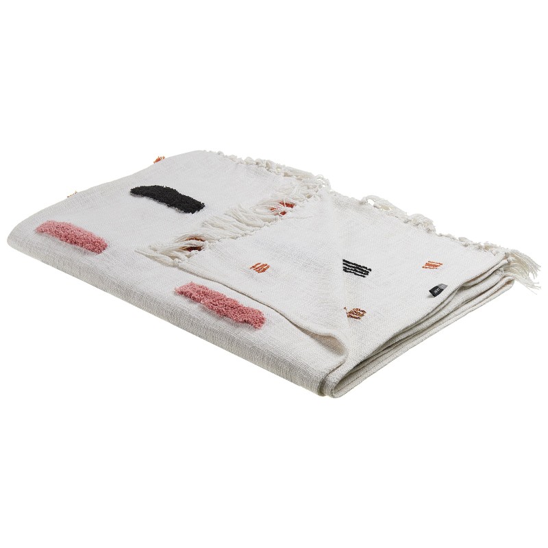 Koc ALAPPUZHA Bawełna 130 x 180 cm Biały