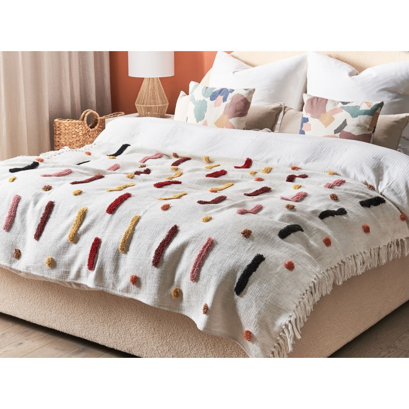 Koc ALAPPUZHA Bawełna 130 x 180 cm Biały