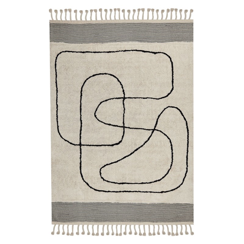 Dywan bawełniany 140 x 200 cm beżowo-czarny DOKUZ