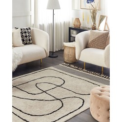 Dywan bawełniany 140 x 200 cm beżowo-czarny DOKUZ