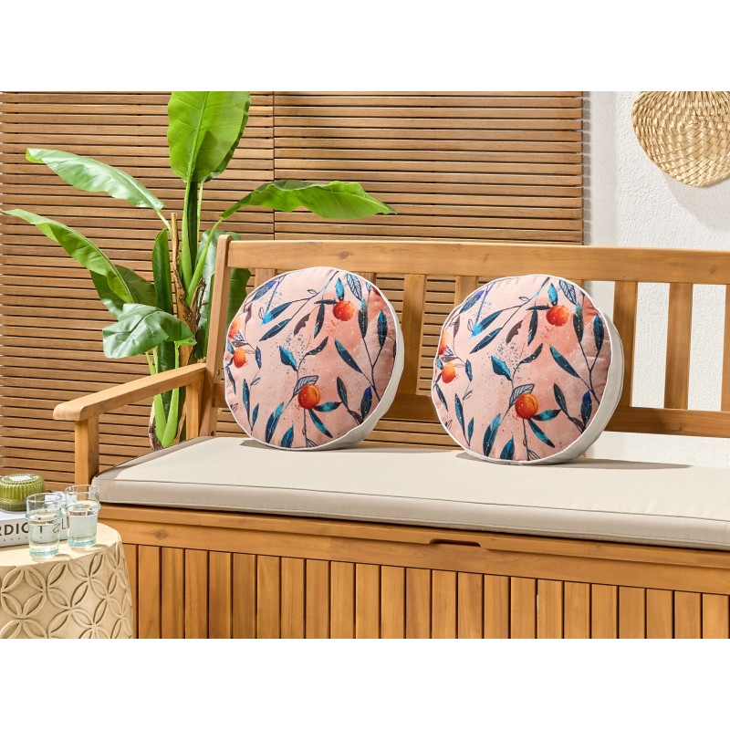Zestaw 2 poduszek ogrodowych PIALPETTA 40 x 40 cm Pomarańczowy Wzór roślinny