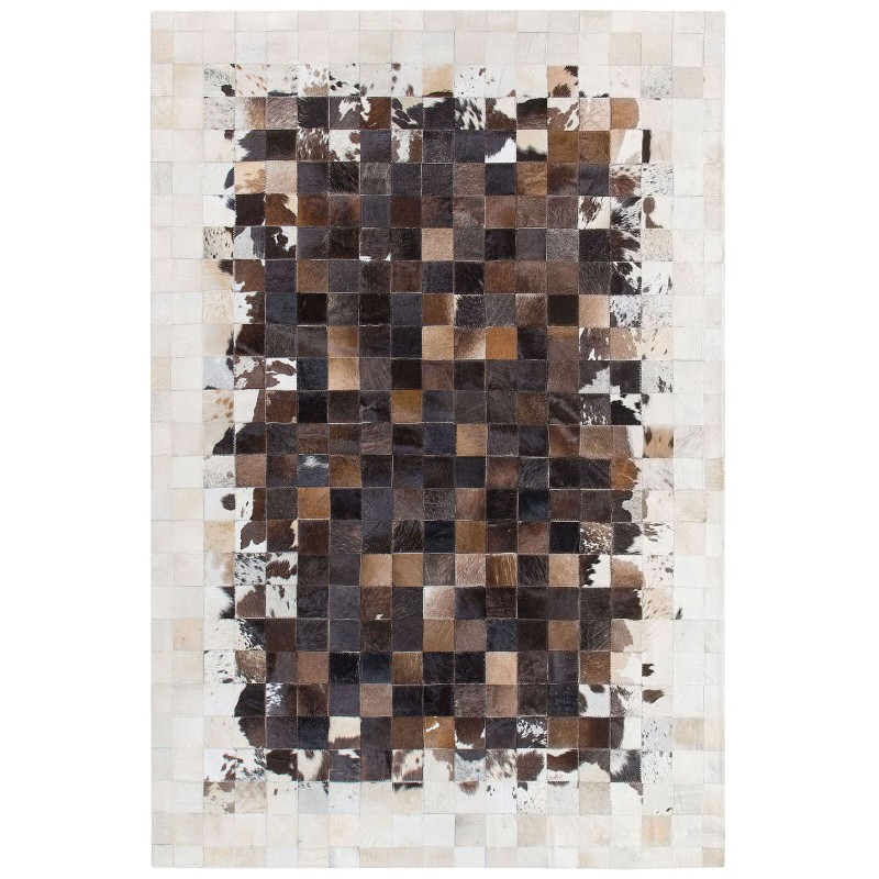 Dywan patchwork skórzany 160 x 230 cm brązowo-beżowy OKCULU