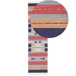 Dywan bawełniany kilim 80 x 300 cm wielokolorowy GANDZAK