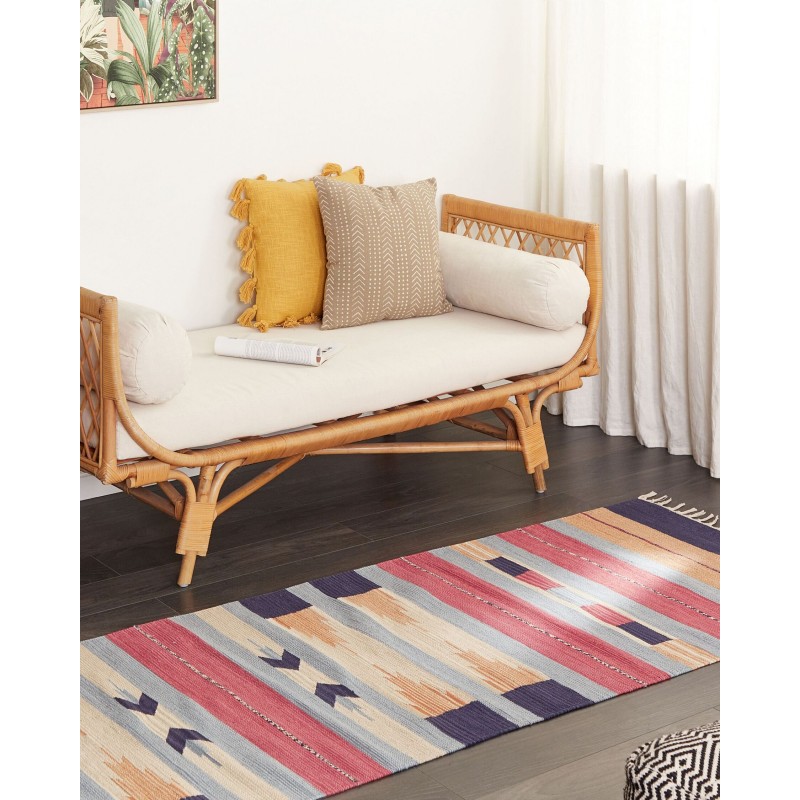 Dywan bawełniany kilim 80 x 300 cm wielokolorowy GANDZAK