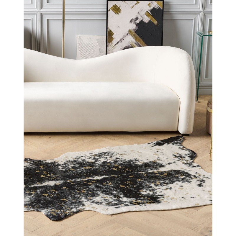 Dywan ekoskóra w łaty 130 x 170 cm czarno-biały BOGONG