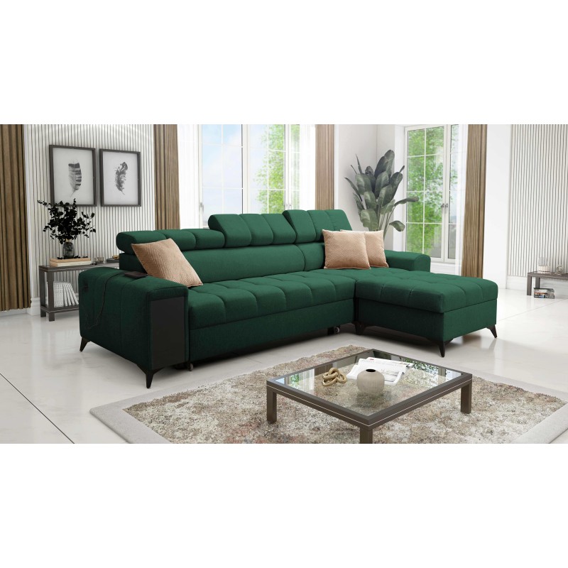Venna I Mini Corner Sofa with Sleeping Function and USB Port in Plush Fabric, Avra 12