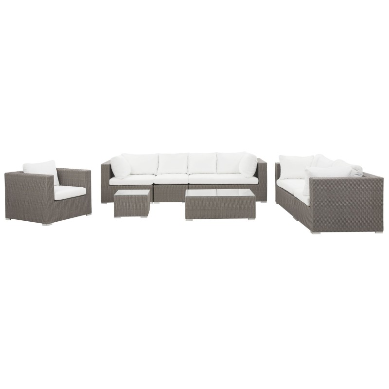 Zestaw ogrodowy ze stolikiem dla 8 osób MAESTRO Modułowy Technorattan Beżowoszary