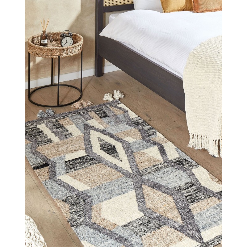 Dywan wełniany kilim 80 x 150 cm wielokolorowy AYGEZARD