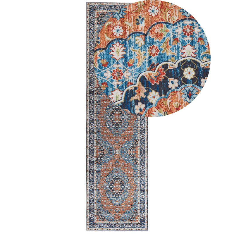 Dywan 80 x 300 cm niebieski z pomarańczowym MIDALAM