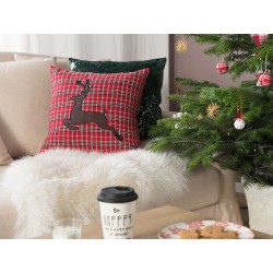 Zestaw 2 poduszek dekoracyjnych COMET 45 x 45 cm Bordowy Wzór świąteczny