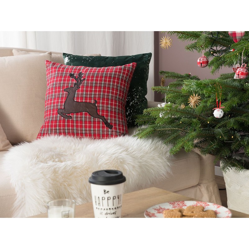 Zestaw 2 poduszek dekoracyjnych COMET 45 x 45 cm Bordowy Wzór świąteczny