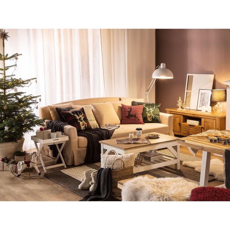 Zestaw 2 poduszek dekoracyjnych COMET 45 x 45 cm Bordowy Wzór świąteczny