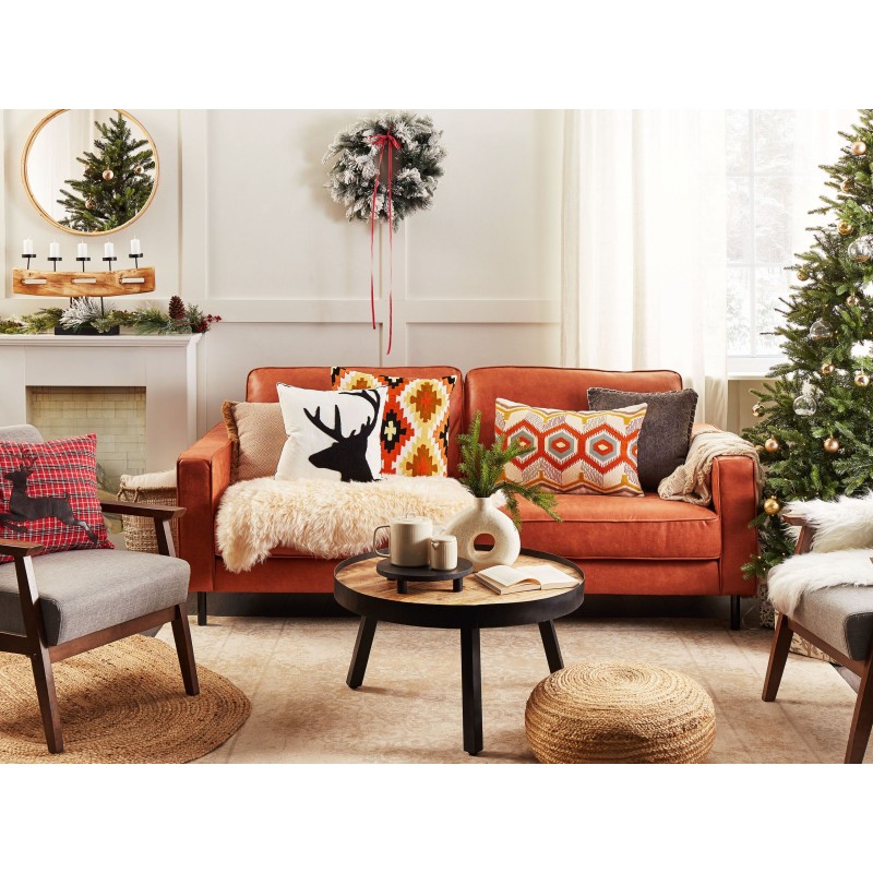 Zestaw 2 poduszek dekoracyjnych COMET 45 x 45 cm Bordowy Wzór świąteczny