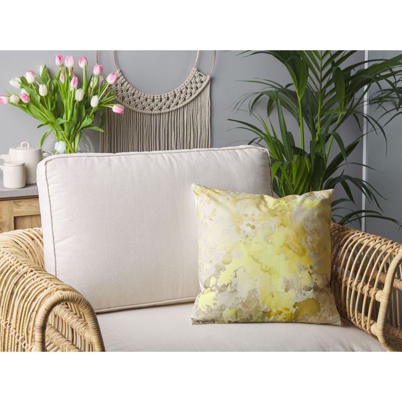 Zestaw 2 poduszek dekoracyjnych PACHIRA Bawełna 45 x 45 cm Żółty Wzór abstrakcyjny