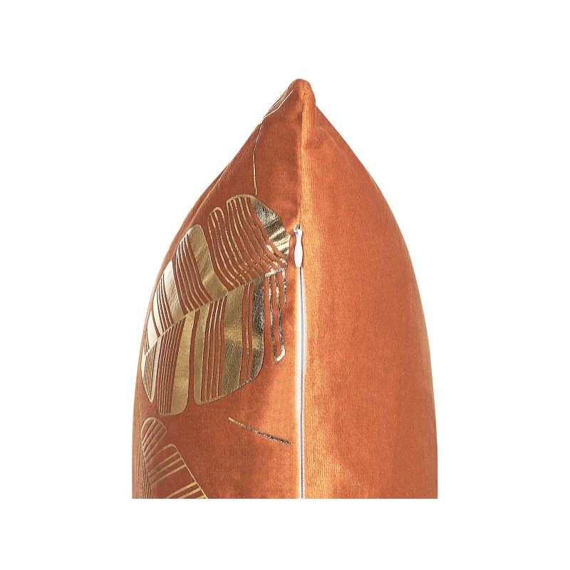 Zestaw 2 poduszek dekoracyjnych SUNFLOWER Welur 45 x 45 cm Pomarańczowy Wzór roślinny