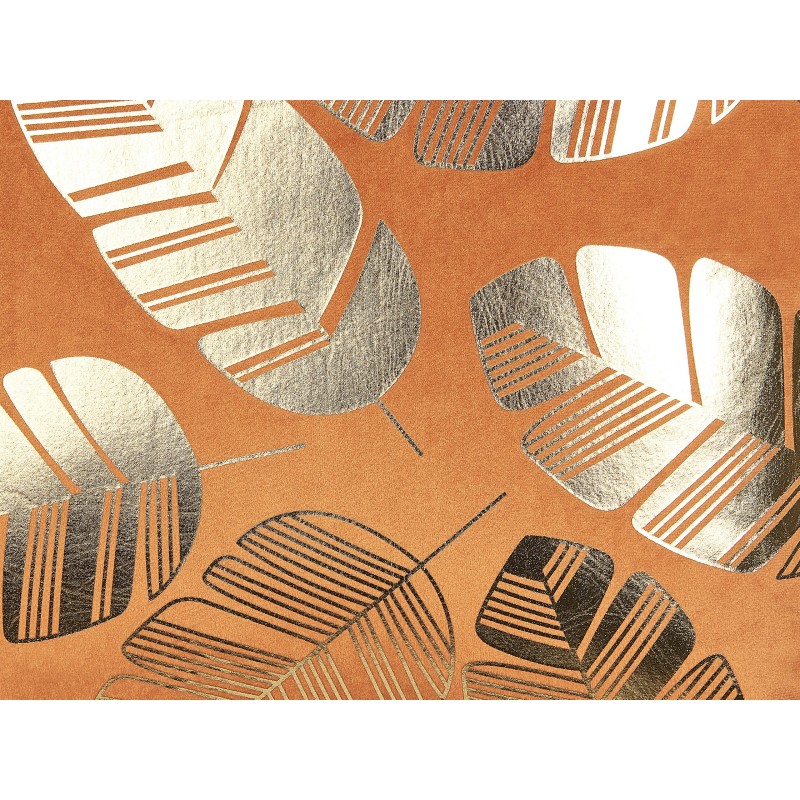 Zestaw 2 poduszek dekoracyjnych SUNFLOWER Welur 45 x 45 cm Pomarańczowy Wzór roślinny