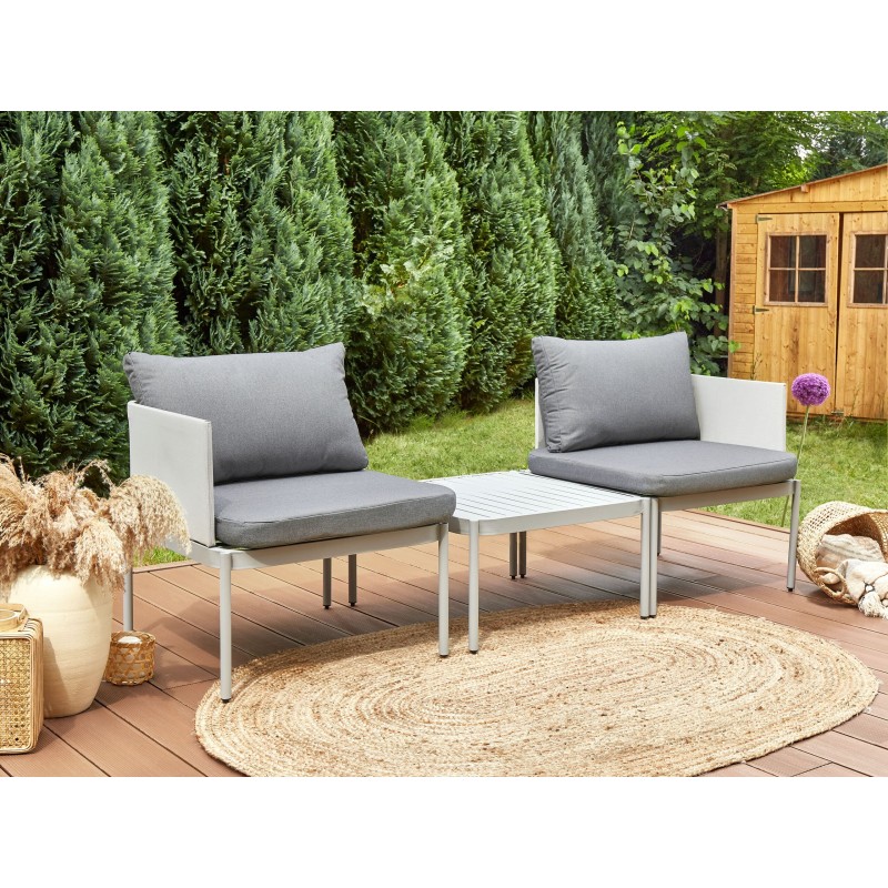 Zestaw ogrodowy ze stolikiem dla 2 osób TERRACINA Metal Jasnoszary