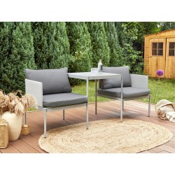 Zestaw ogrodowy ze stolikiem dla 2 osób TERRACINA Metal Jasnoszary