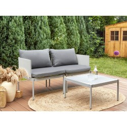 Zestaw ogrodowy ze stolikiem dla 2 osób TERRACINA Metal Jasnoszary